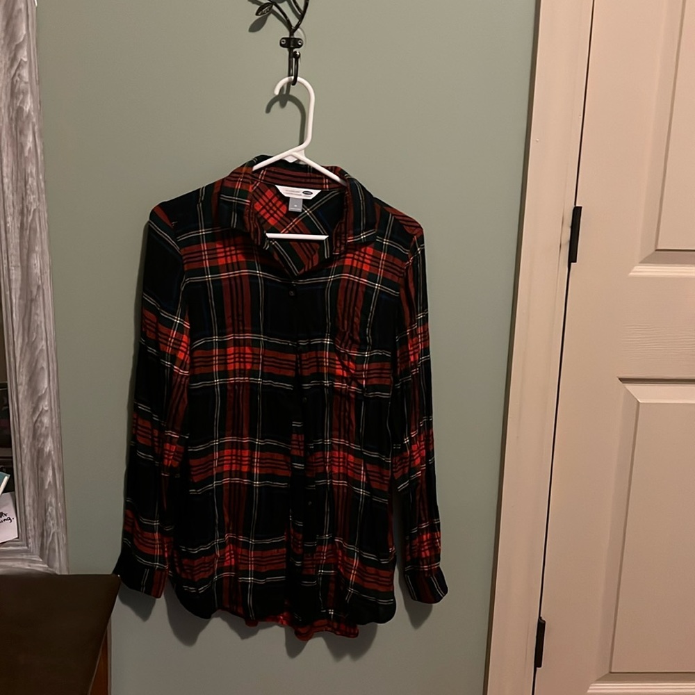 Brand: Old Navy, color: plaid, red blue, yellow green, size: medium